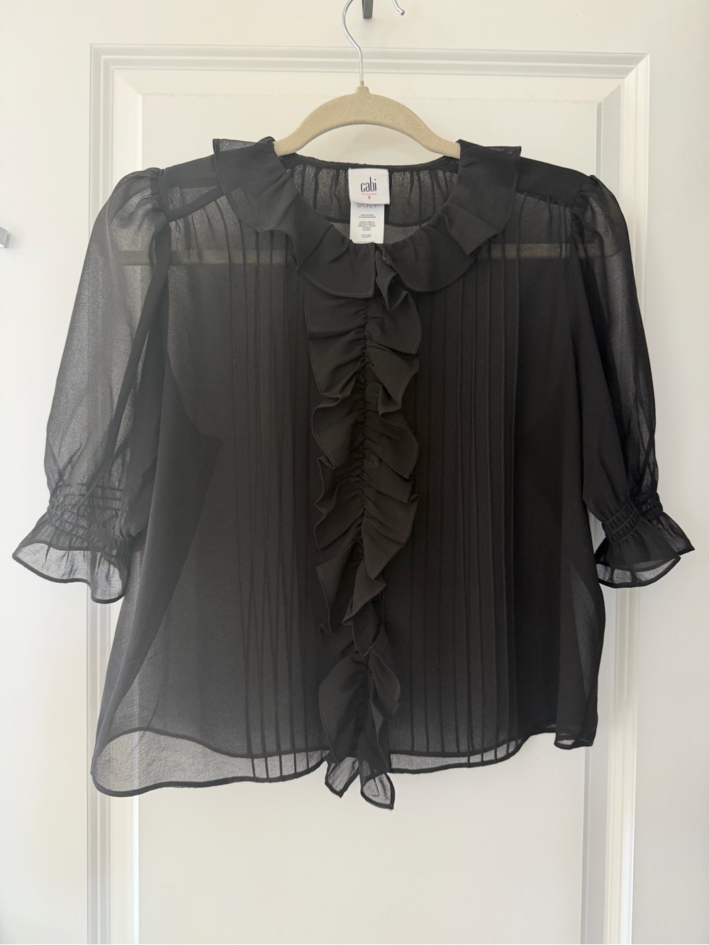 CAbi Cherish Blouse in Sheer Black